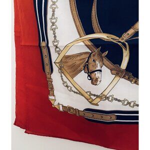 Leonardi  Vintage Equestrian Scarf 30” Square Rolled Hem Made In Italy
